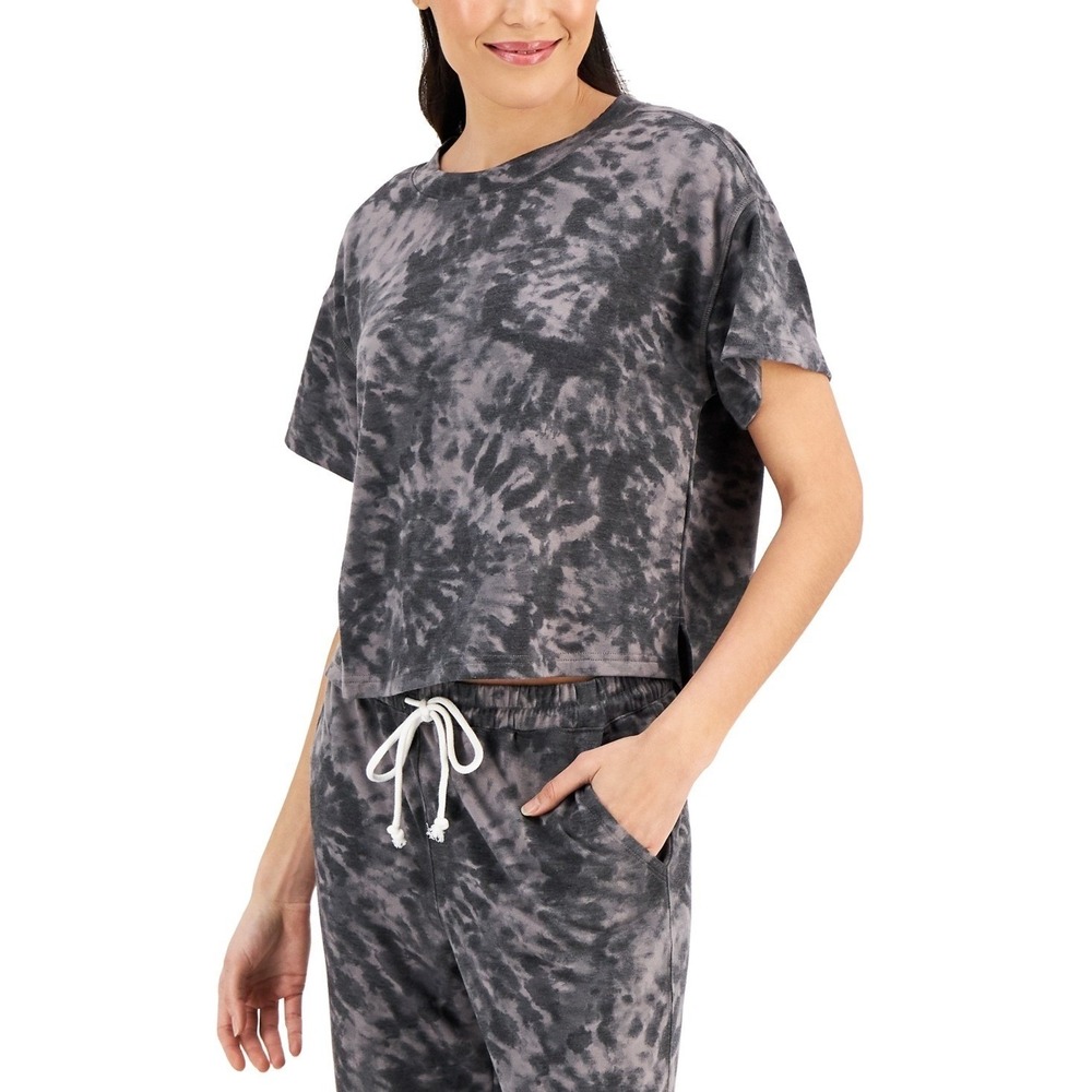 Jenni Super Soft‎ Pajama T-Shirt, Created for Macy's - Grey Swirl Tiedye Size XS